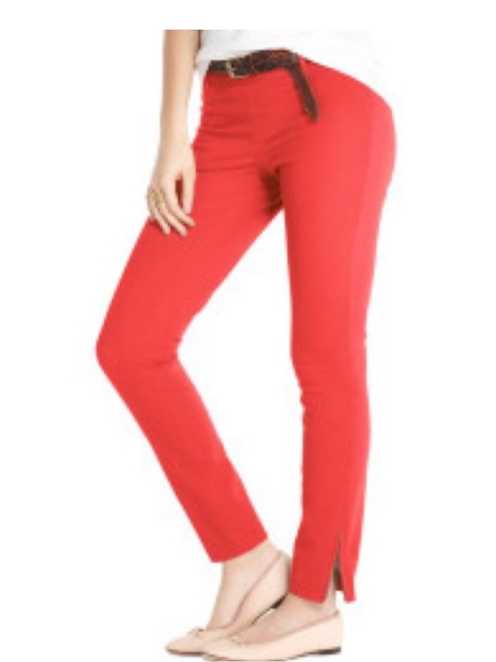 Maison Jules Red Charlotte Skinny Ankle zip detail Pants 2 NWT
